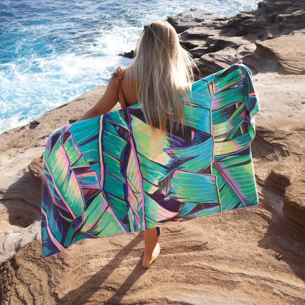 'PALM SHADOWS' by Christie Shinn – Surfer Towel