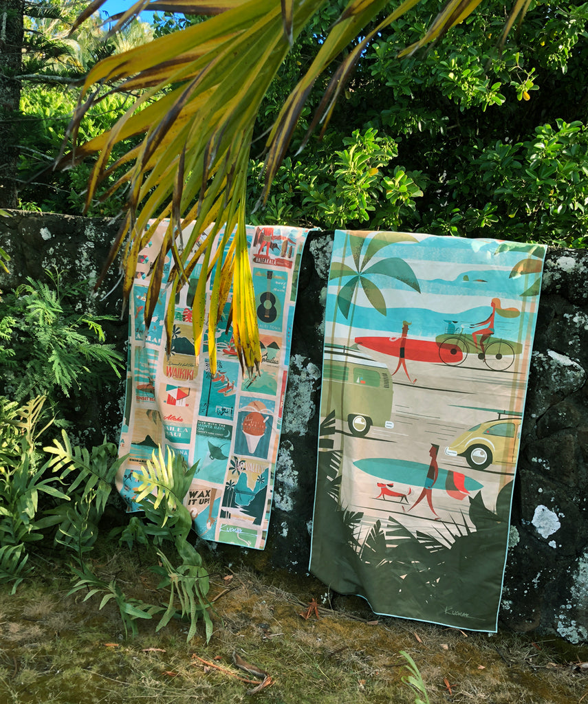 Surfer Towel Kama'aina ダブルサイドタオル Retro Hawaii 