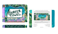 rendering of packaging for poolside towel by artist Christie shinn for Surfer Towel